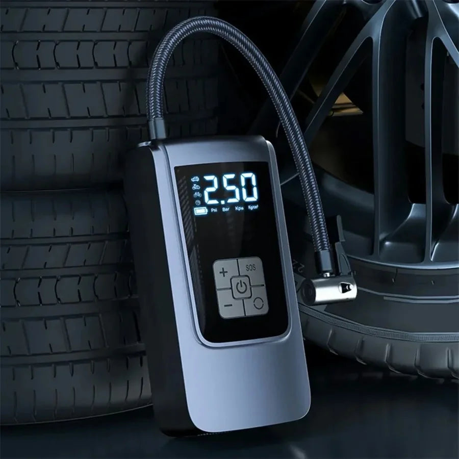 Smart Air Compressor LED Light 7.4/12V Car Tire Inflator 150PSI Portable Tyre Inflator 6000Mah Cordless Tire Pump for Motorcycle